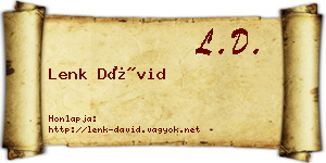 Lenk Dávid névjegykártya
